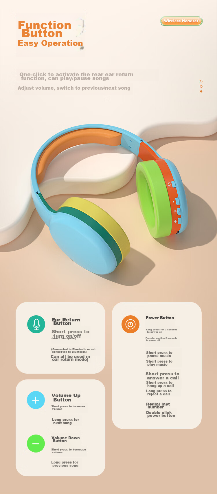 Newmine TB205 Backed Reading Device, Wireless Bluetooth Headphones with In-Ear Monitoring, Over-Ear High-Quality Sound, for Computer Classes, Gaming, Sports, Long Battery Life, Ear-Style Popular Equipment 17