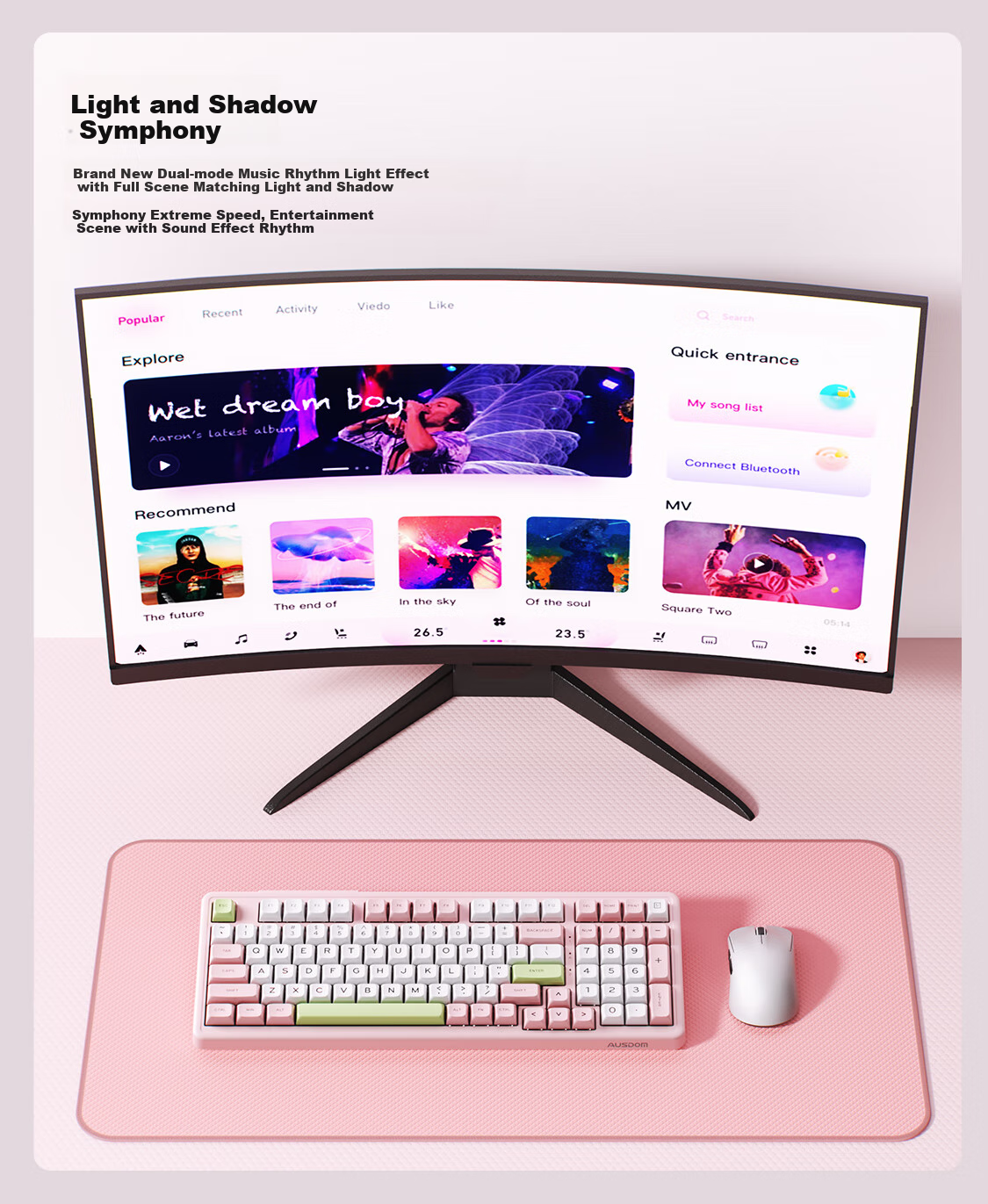 AUSDOM H98 Mechanical Keyboard, Quiet Customizable Wireless Keyboard, Gasket Structure, Full-Key Hot-Swappable, Bluetooth Tri-Mode, Gaming And Office Computer IPad Keyboard, 98 Keys - Yingcaoyu 14