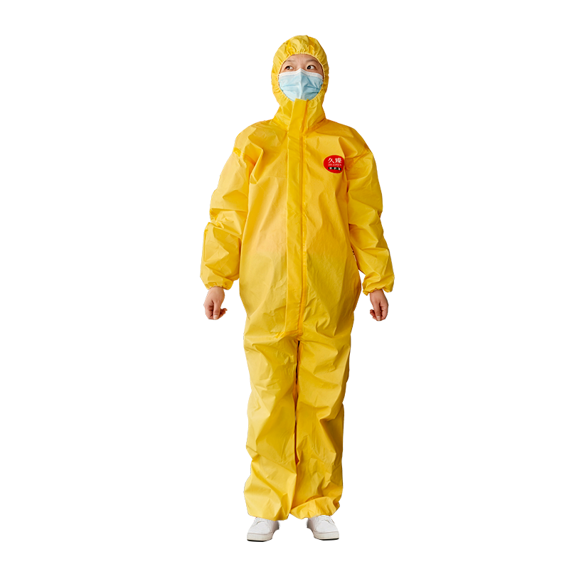 Jiuzhen YSF284 Lightweight Chemical Protective Suit Acid-Base Resistant Dustproof Chemical Spray Protective Clothing Yellow XL [Today/Tomorrow Delivery]