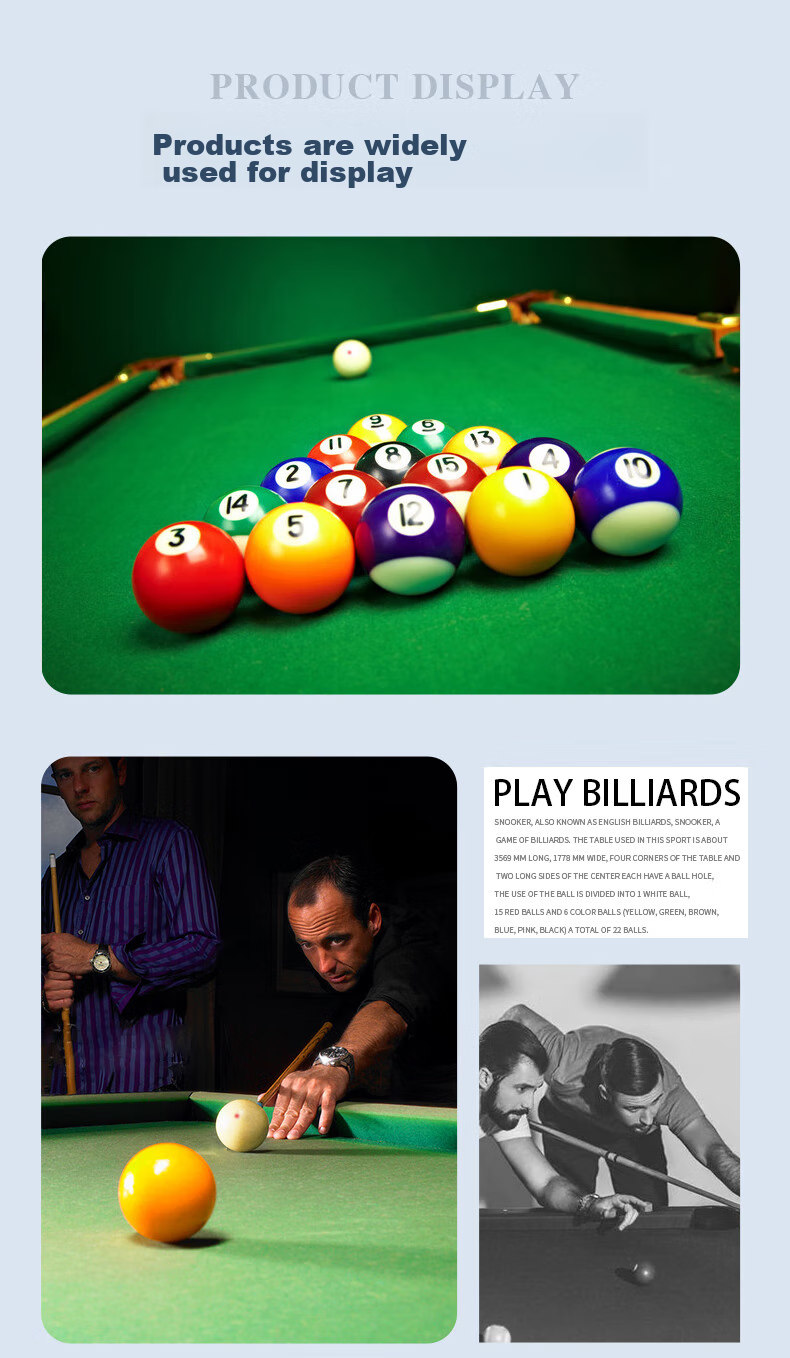 JEEANLEAN Black Eight Pool Table, American Standard Large Size Training Eight-Ball Pool Table Accessories, Black Diamond Crystal Ball 57.2mm 6