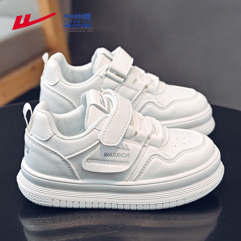 Warrior Children's Shoes Spring Boys' Sneakers Casual Soft-Soled Shoes Girls' White Shoes WZ(CL)-1010 White Size 30