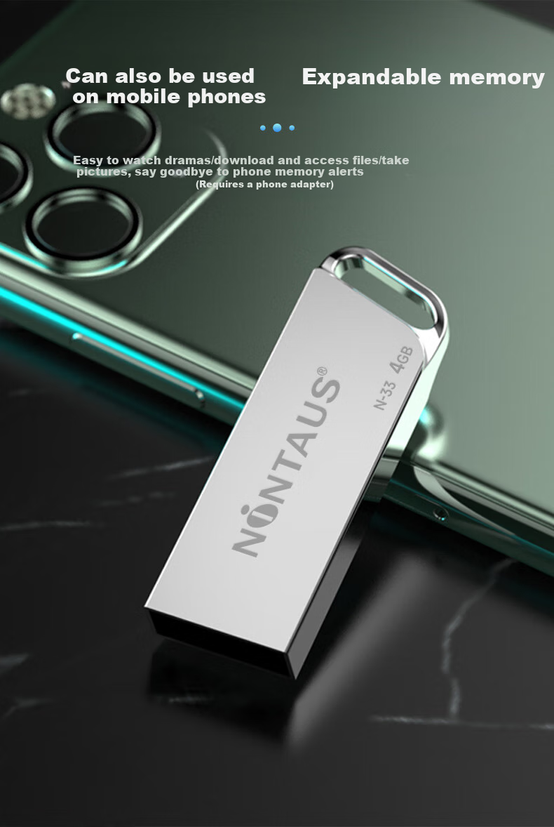 NINTAUS 64GB USB2.0 Flash Drive N-33 Silver Metal Office Business Proposal Thumb Drive for Phone And Computer, Car Mini USB Drive 8