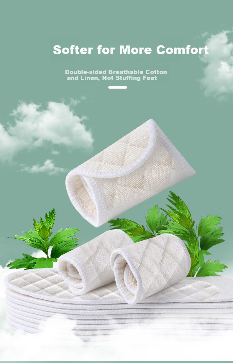 FOOTOPPO Mugwort Deodorizing Cotton Linen Insoles for Men, Breathable Sweat-Absorbing Cotton Shoe Inserts for Men And Women, Winter Seaso 10