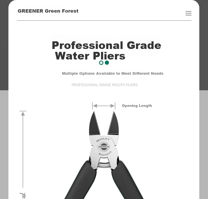 GREENER Water Pipe Pliers, 5-Inch High Hardness Industrial Grade, German Imported Craftsmanship, Electrician Household Use, Gundam Model Cutting Pliers, Diagonal Pliers 16