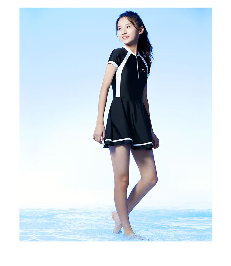 Li-Ning Children's Swimsuit for Girls, Big Kids with Chest Pads, Middle School And Teenagers, 2026 New Style One-Piece Swimwear, High-End Feel 22