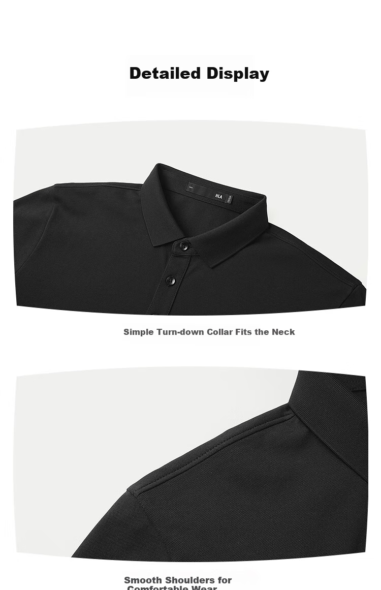 HLA Short-Sleeve Polo Shirt for Men, Light Business Aviation Series, Cool-Feeling Short Sleeves for Men in Summer 13