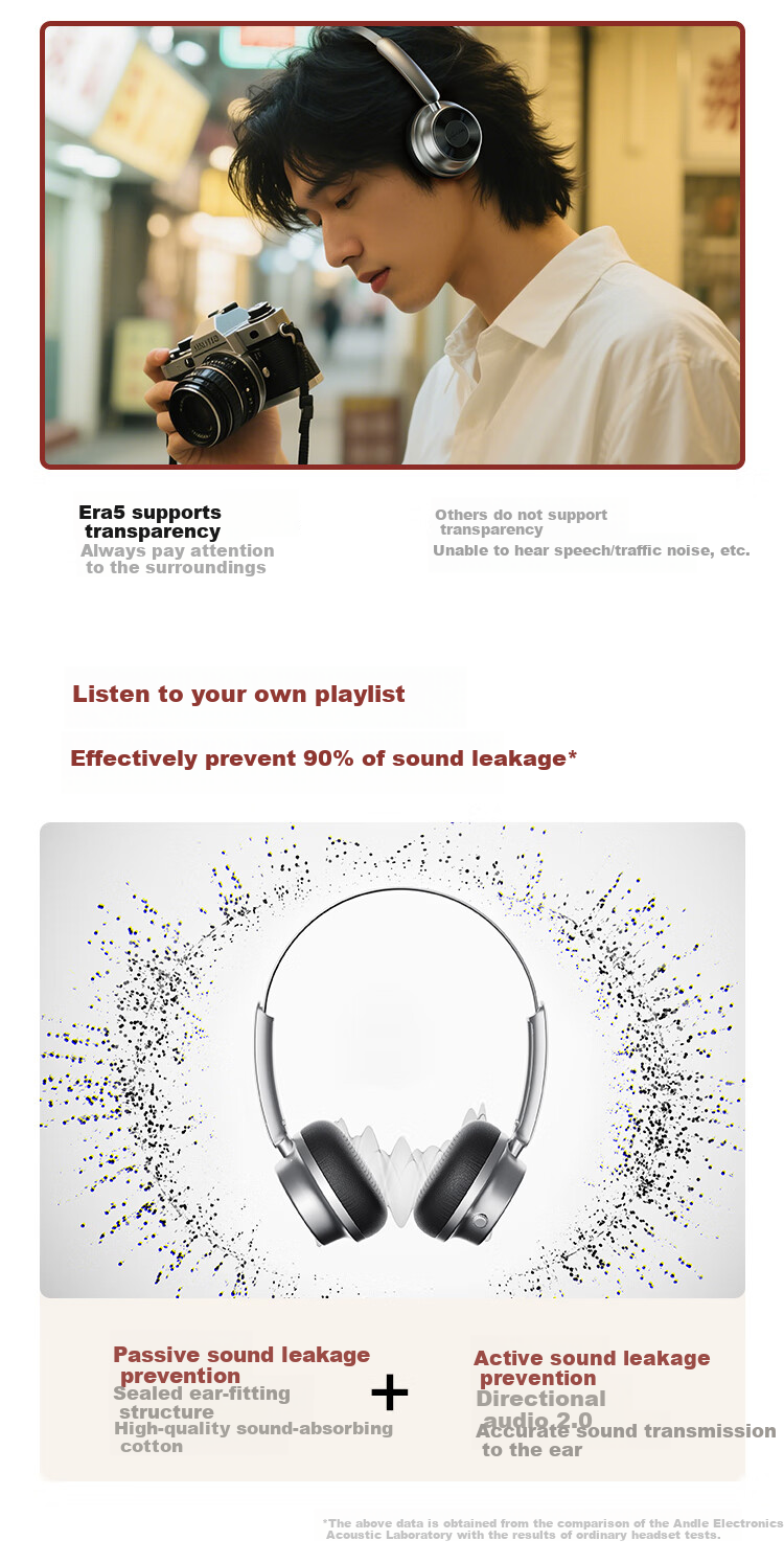 QCY Era 5 Retro Fashion Headphones, HiFi Sound Quality, Long Battery Life, High Aesthetic Value, Lightweight Metal, Millennium Internet Celebrity Atmosphere, Birthday Gift, Tape Black 12