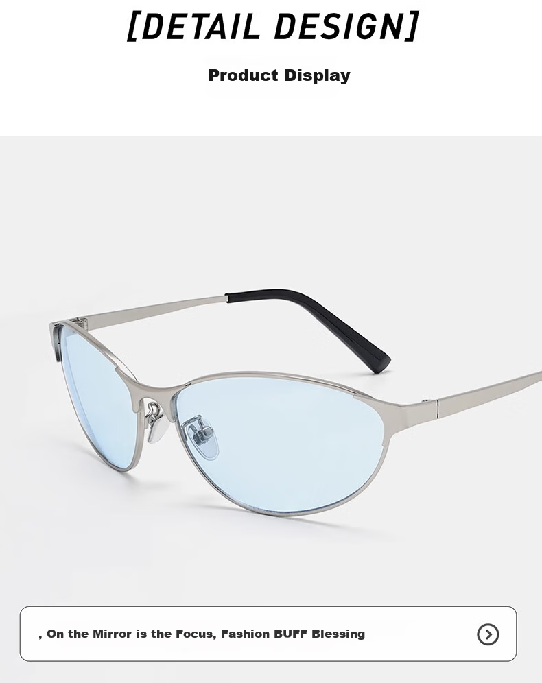 GOGOSOON New Y2k Retro Cat Eye High-End Metal Sunglasses for Women, Futuristic Riding Feel, UV Protection Sunglasses 4