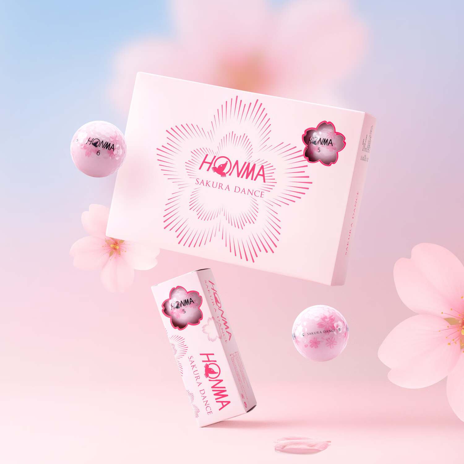 HONMA 2025 New Cherry Blossom Pink Ball, Upgraded Double-Layer Ball, Two-Layer Ball for Downfield Play, Long-Distance Golf Ball