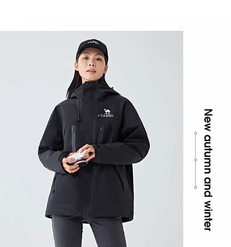 CAMEL [Wang Junkai's Choice] Outdoor Jacket Three-In Unisex Spring And Autumn Fleece-Lined Windproof Waterproof Mountaineering Coat 36