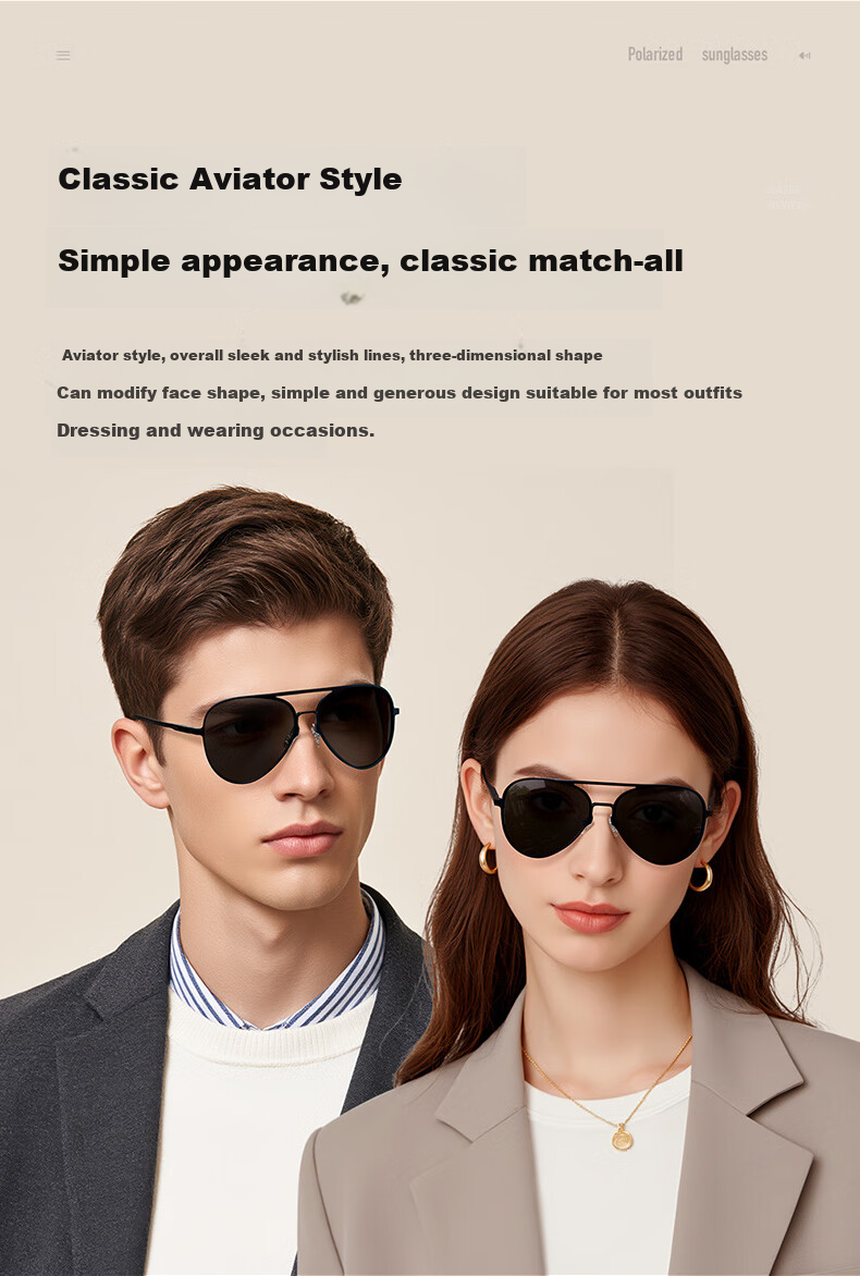 CAXMAN Classic Aviator Sunglasses, Aluminum-Magnesium Polarized Glasses, Toad-Shaped Glasses for Driving, Anti-Glare, Suitable for Men And Wome 2