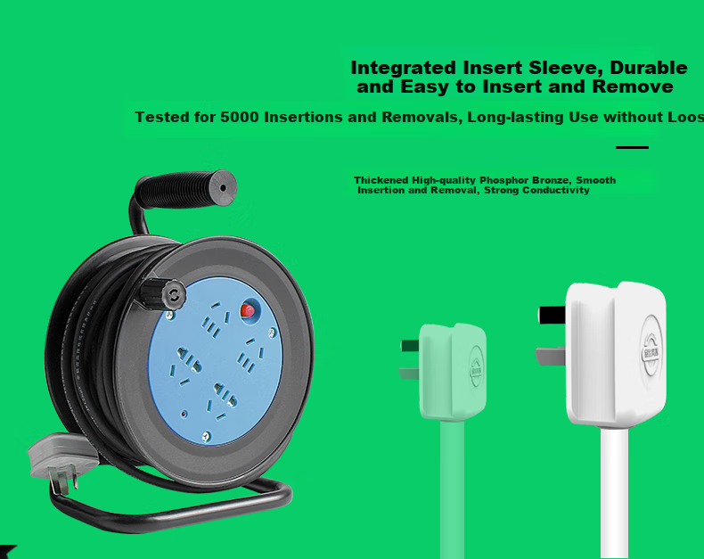 Kyfen Home Mini Cable Reel, Portable Power Strip with Four Outlets, Overheat Protection, High-Temperature Flame Retardant, Thickened Wire Core, Total Length 10 Meters 6