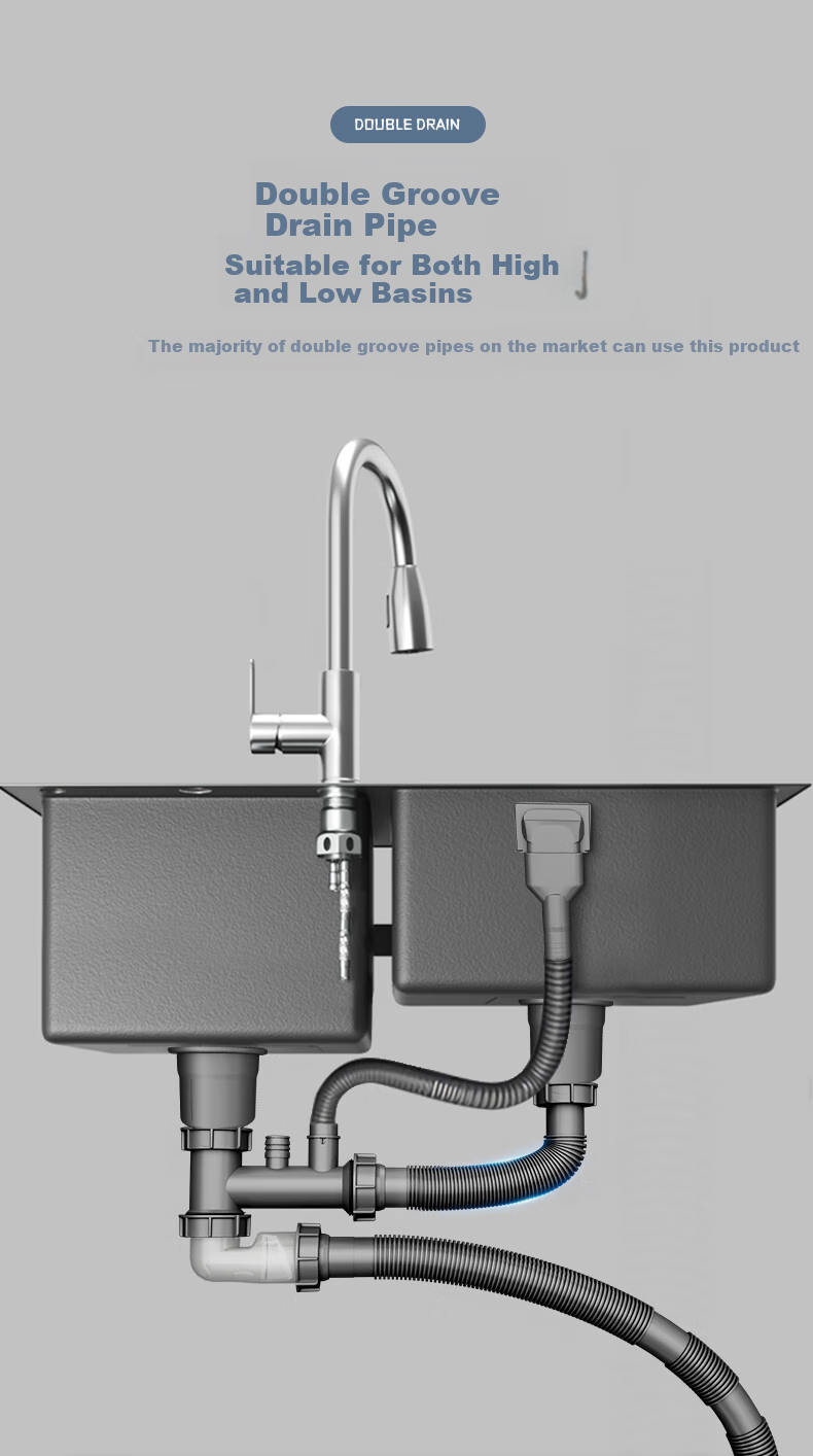 ARROW Kitchen Sink Drain Pipe Three-Way Fitting Set, Dishwashing Basin Drainage System, Sink Drainage Pipe 8