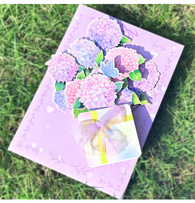 DiLe Birthday Gift for Teacher DIY Handmade Blooming Bouquet Kindergarten Primary School Creative 3D Pop-up Mom Greeting Card Postcard Single MJ-A665 Blue 5