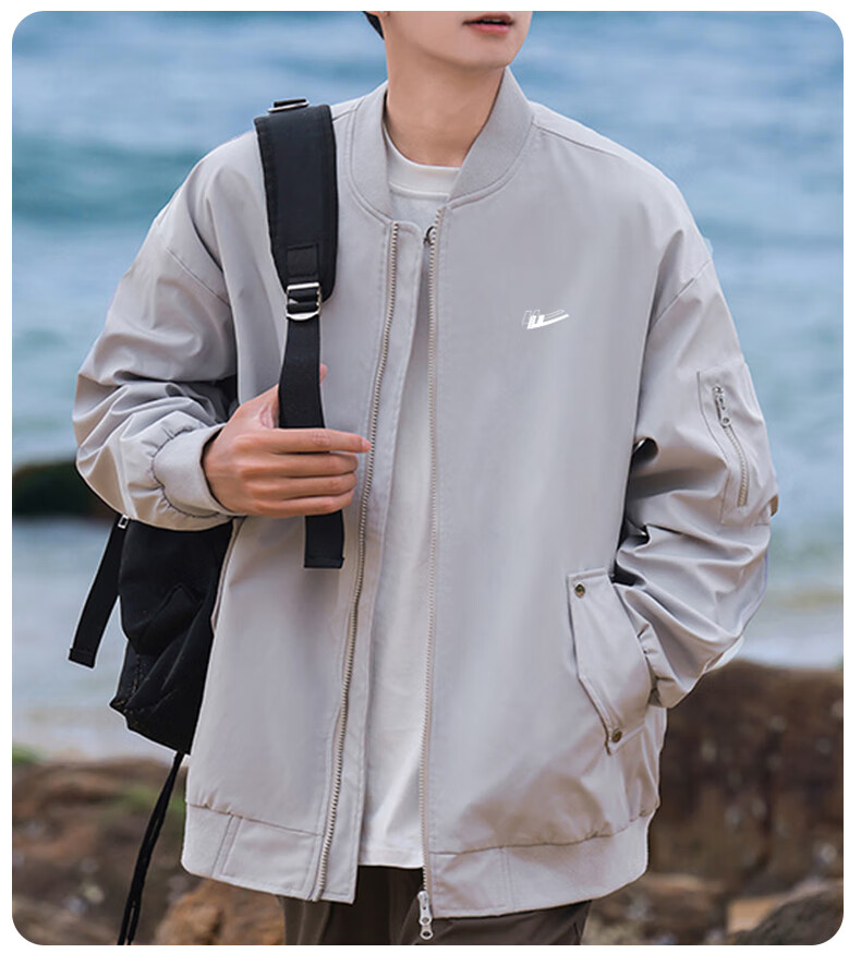Huili Men's Jacket for Spring And Autumn Outdoor Windbreaker Casual Jacket American-Style Flight Suit Military Green Size L 20