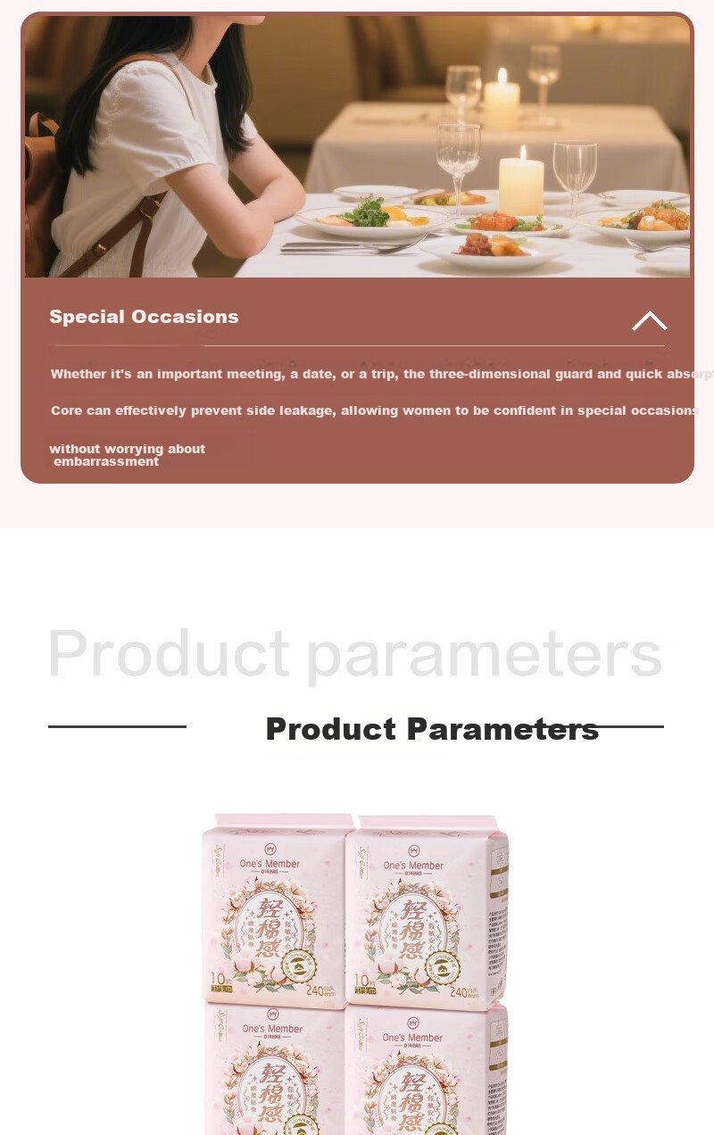 One's Member Medical-Grade Sanitary Napkins, 285mm, 21 Pieces, Heavy Flow Day And Night Use, 100% Pure Cotton Menstrual Pads 9