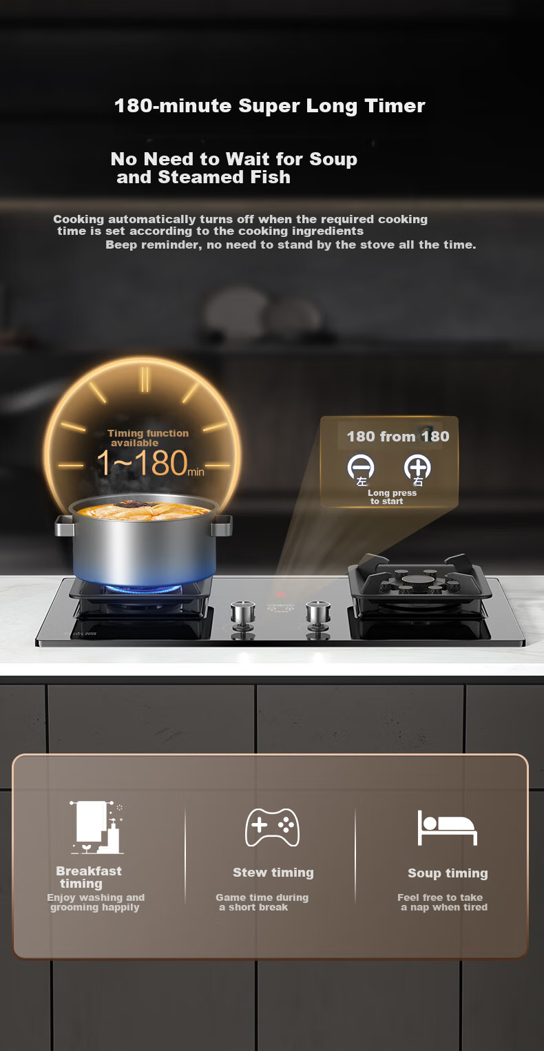 CHIGO Gas Stove with 15% Government Subsidy, Natural Gas Double Burner, 5.2kW High Flame Built-in Desktop Glass Panel Cooktop JZT-KN108 7