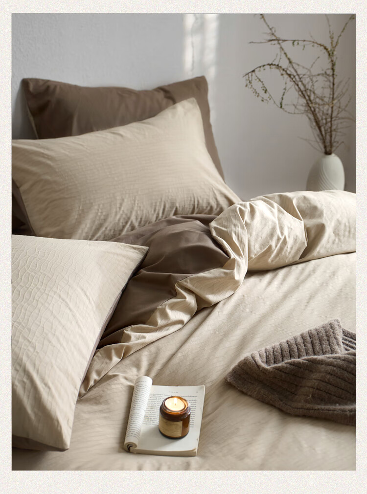 Wuyinliangpin Class A 100% Pure Cotton Bedding Set, Washed Cotton Woven Jacquard Fabric, 1.8m Bed Sheet Style, Duvet Cover 200*230cm 10