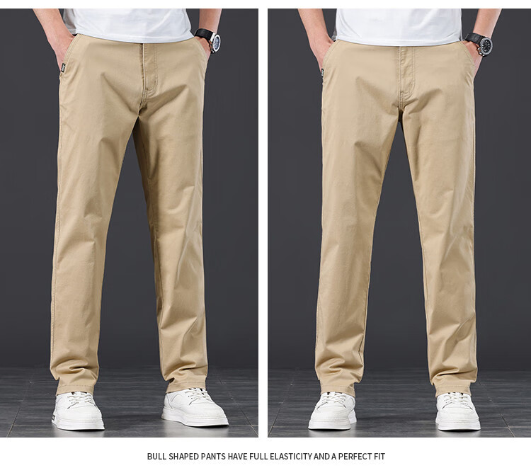 JEEP High-End Men's Casual Pants, 2026 New Summer Thin Loose Straight-Leg Business Pure Cotton Trousers for Me 11