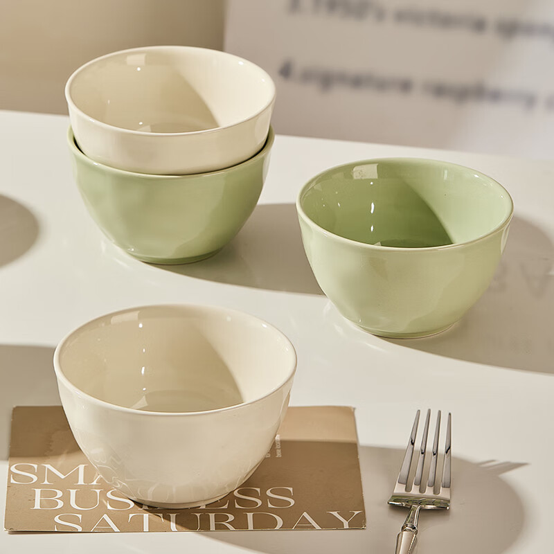 TREEJACK Ceramic Bowl And Plate Set, French Minimalist Cream Style Bowls, Plates And Chopsticks, Housewarming Gift, Tableware Gift Box, 28-Piece Set