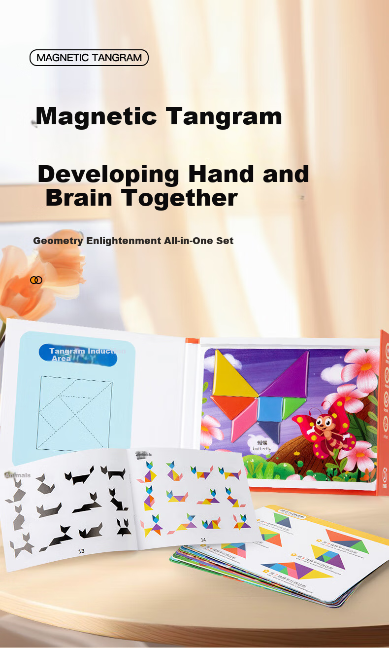 BULUQI Magnetic Tangram Educational Toy for Boys, Early Learning Puzzle, Math And Geometry Teaching Aid for Elementary School Students, Gift 1