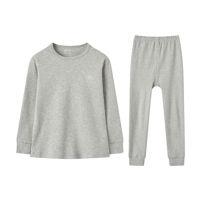 Fenteng Children's Thermal Underwear, 100% Pure Cotton, Anti-Static, Boys' Warm Base Layer Pajamas, Autumn Top And Pants Set