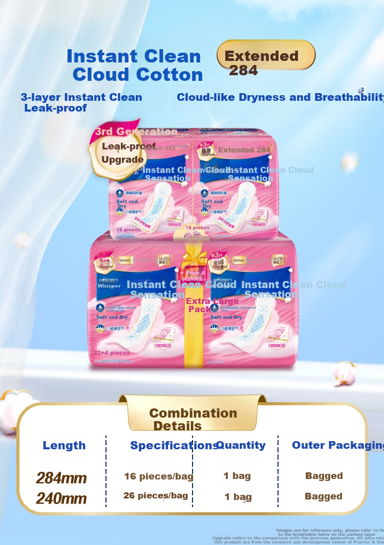Hushubao [Quick-Drying Cloud-Soft] Sanitary Napkins, Daytime Use Combination, 42 Pieces, Cloud-Feel Cotton Menstrual Pads, Ultra-Thin And Breathable. Sold by JD 1