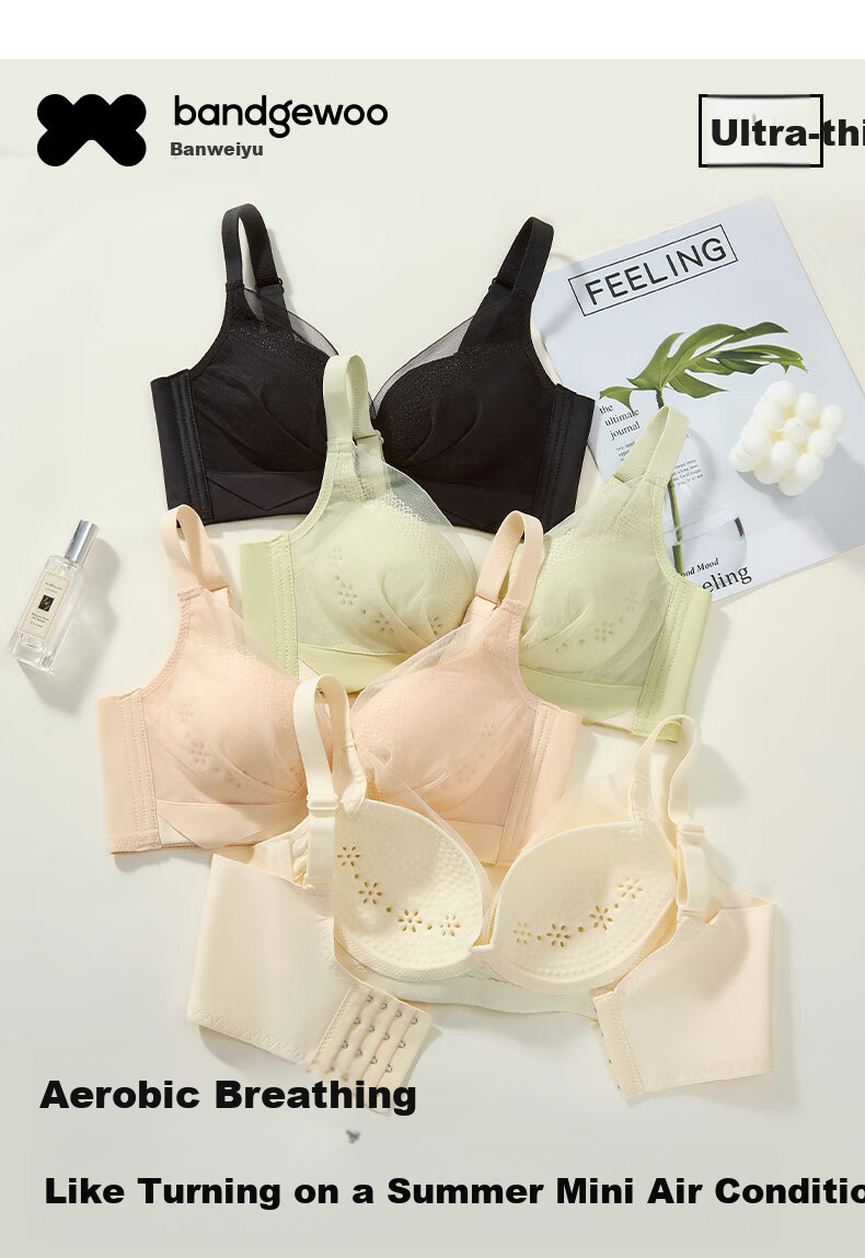 Bandgewoo Push-Up Bra for Women, Pure Desire Lace Seamless Wireless Thin Breathable Anti-Sagging Lift Invisible Brassiere 1