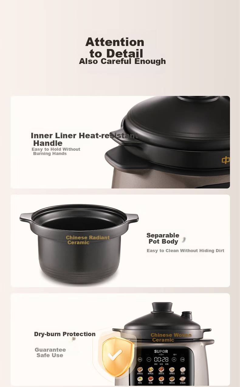 SUPOR Electric Stew Pot, Soup Cooker, Stewing Pot, Porridge Cooker, Baby Food Maker, Electric Cooking Pot, 5L Micro-Pressure Ceramic TG50YC878, Random Delivery 20