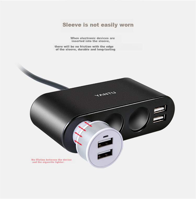 Yantu Car Charger Super Fast Charging Cigarette Lighter Adapter Three-In Dual USB Voltage Detection LED Black B08 13