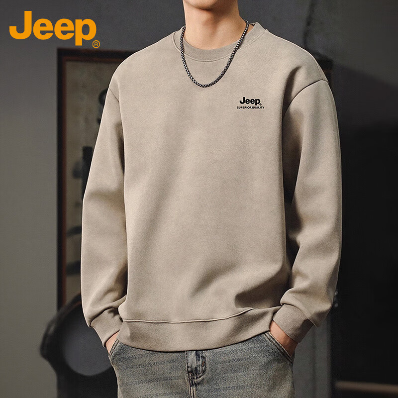 Мужская толстовка JEEP, лонгслив с круглым вырезом, повседневная, размер XL, цвет хаки
