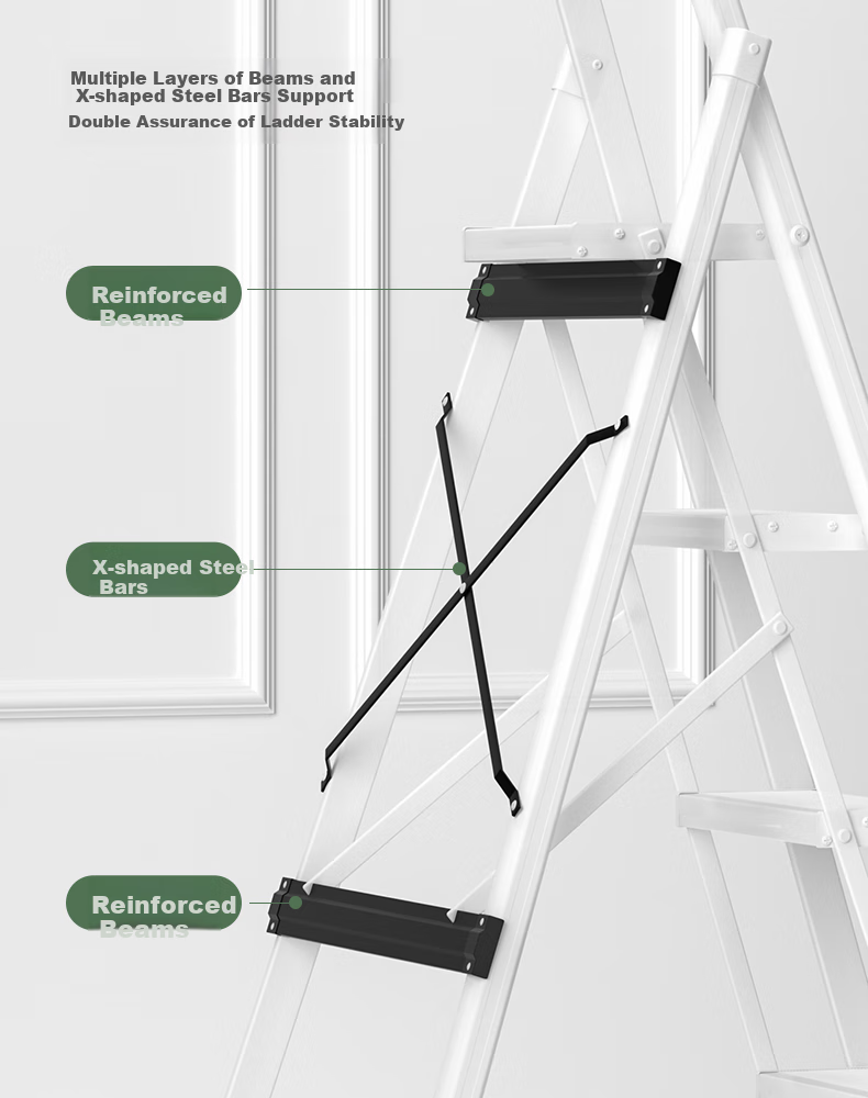 Midoli Aluminum Alloy Folding Ladder, Household A-Frame Ladder with Non-Slip Steps, Engineering Aluminum Ladder [Thickened Four-Step Ladder] 17