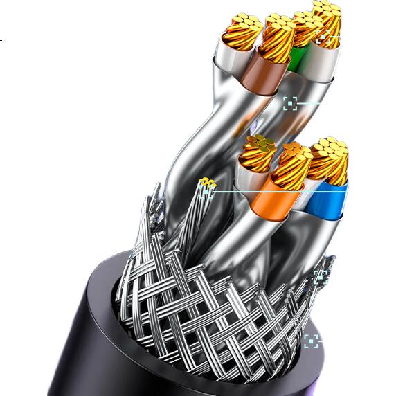 Сетевой кабель SAMZHE Cat8 Pure Copper Ethernet Cable, 10 Gigabit Shielded Network Cable, Gaming 8-Core Twisted Pair, Home Computer Patch Cable Compatible with Gigabit, 1 Meter WX8010