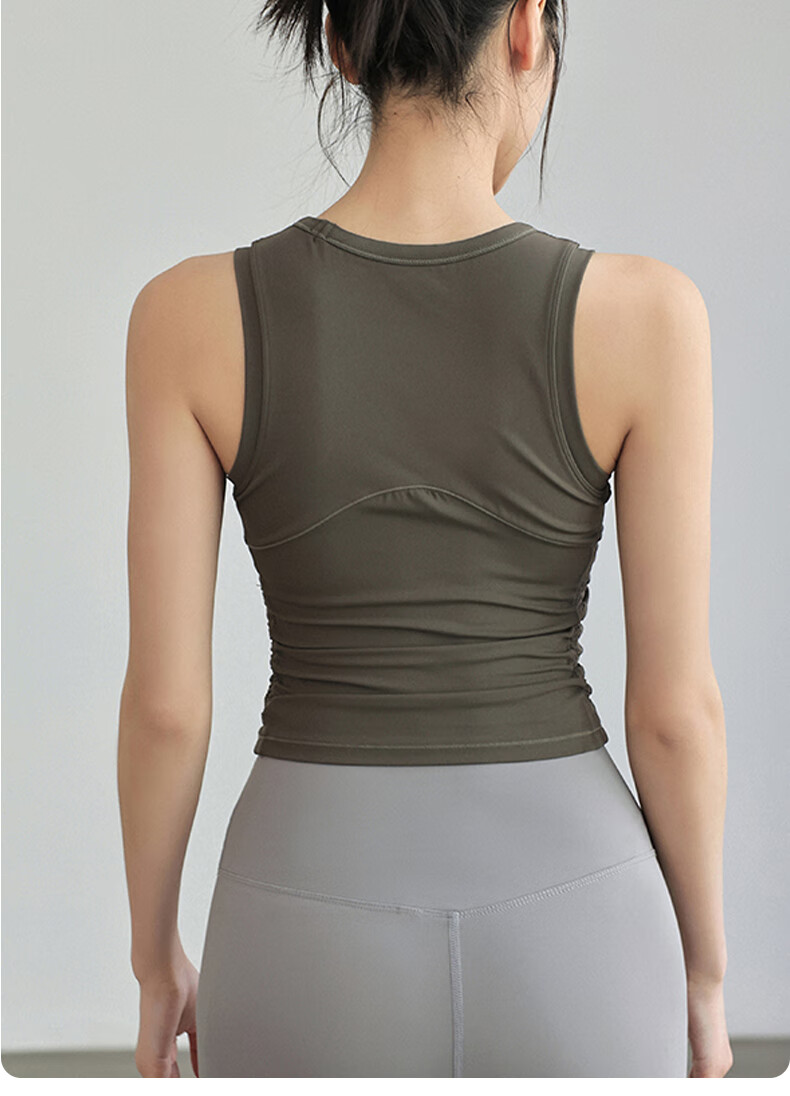 Xueqiman Women's Yoga Sports Bra Shockproof Push-up Sleeveless Vest Spring Summer Pilates Outerwear Fitness Bra 13