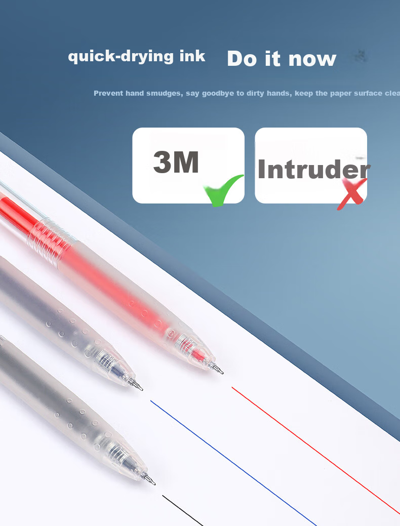 BAOKE PC1925 Retractable Gel Pen 0.5mm Red ST Dual Ball Tip Student Exam Writing Pen Office Signing Pen 12 Pens/Box 4