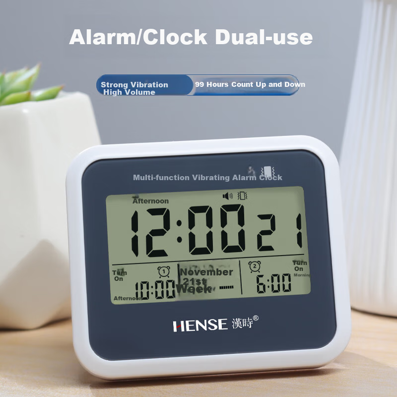 Hense Multifunctional Vibrating Alarm Clock for Students, Wake-Up Aid with Countdown Timer, Clock, And Alarm Watch HA07