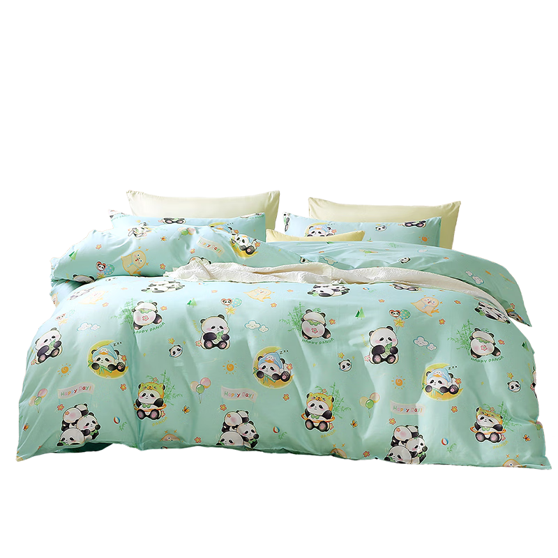 Fuannaertong Four-Piece Set, 100% Pure Cotton, Infant A-Class Cartoon, All-Cotton Double Bed Sheet And Duvet Cover, for 1.8-Meter Bed, 230*229 Cm