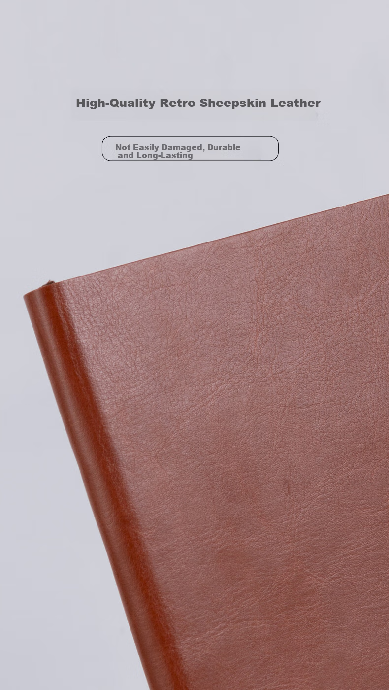 TRNFA TN-JA5001 Red Vintage Lambskin Notebook with Color-Changing PU Litchi Pattern, 80g Thick Dorin Paper, Business Notebook, Retro Red 6