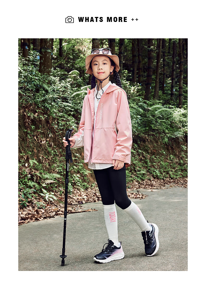 ERKE Kids Girls Hooded Thickened Zipper Windbreaker Jacket Candy Pink 130 14