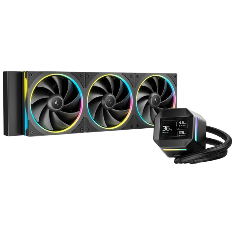 DEEPCOOL Ice Domain 360 Water Cooling Radiator / PWM Intelligent Speed Adjustable Water Pump / Supports MP4 Video / ARGB Star Ring Fa