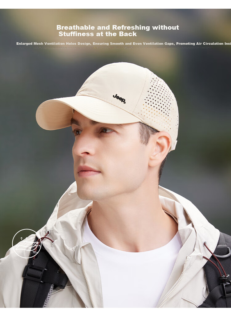 JEEP Men's Baseball Cap Summer Mesh Quick-Dry Sun Hat Unisex Visor Sports Casual Hiking Sun Hat 2