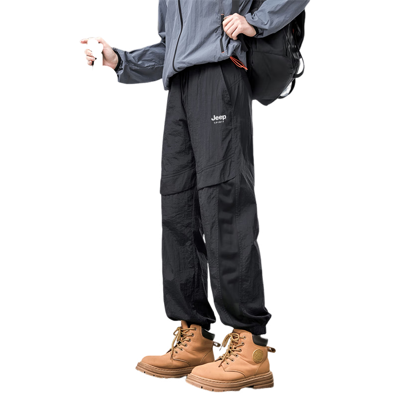 JEEP Men's Tactical Pants, Spring Outdoor Waterproof And Windproof Casual Pants, Loose-Fitting Breathable Hiking Trousers, Army Green, 2XL