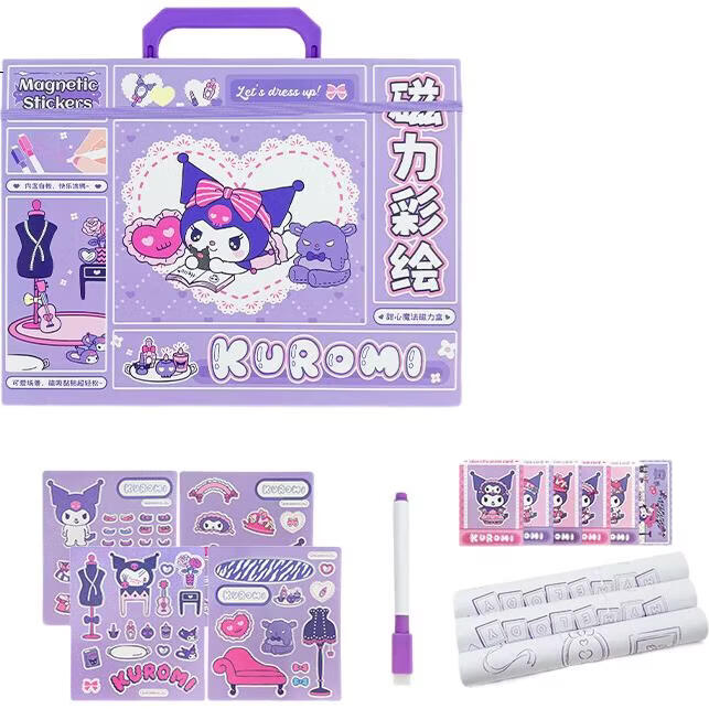 Детская книжка-раскраска с магнитными наклейками Dayanxiaowa Sanrio Kuromi, набор для переодевания для девочек, подарок на Новый год