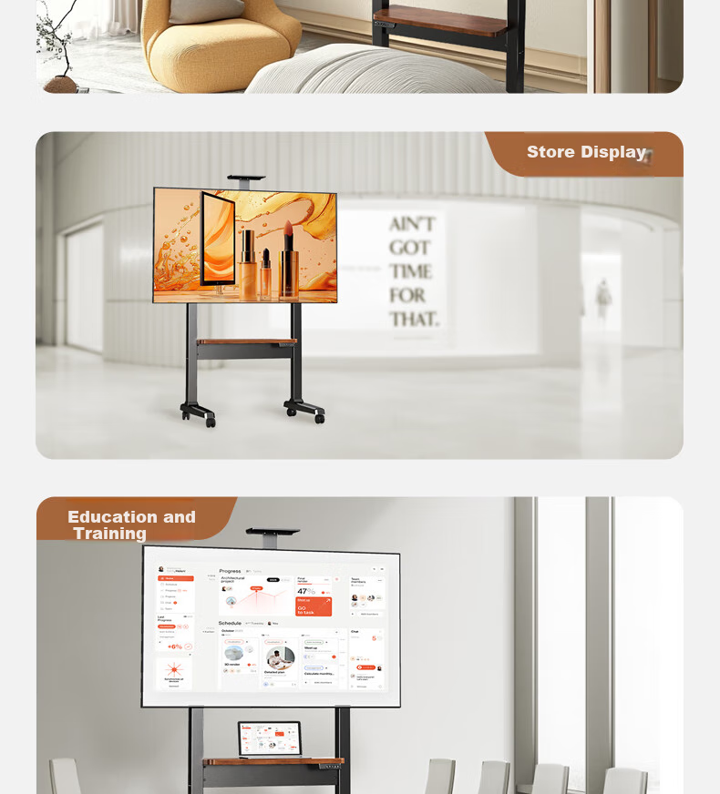 Enlipu TV Mobile Stand, Electric Height Adjustable, Video Conference Floor TV Cart, Remote Control Lift, Touch All-In Machine, Universal Mobile TV Floor Mount (37-86 Inches) 22