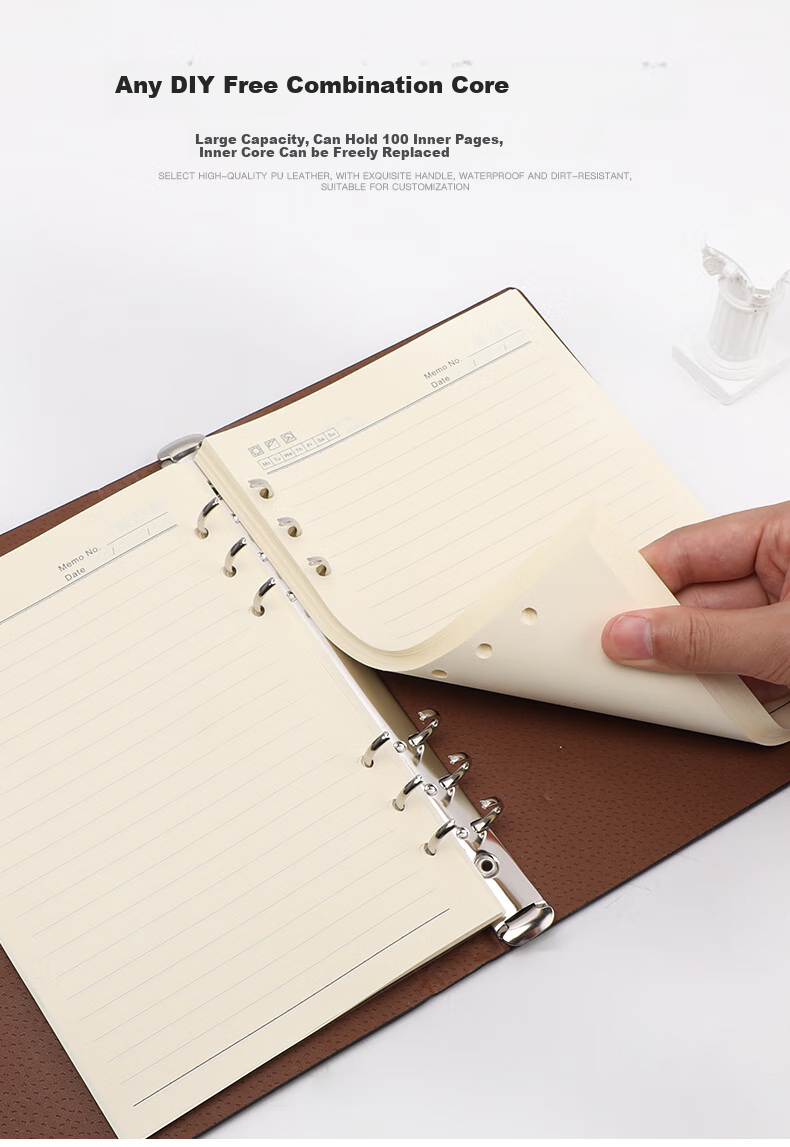 Befon A5 Loose-Leaf Notebook, Detachable Business Meeting Record Book, Study And Work Hard Cover Journal, Accounting Book, Diary And Logbook, Office Use, Bright Red Color 0035 7