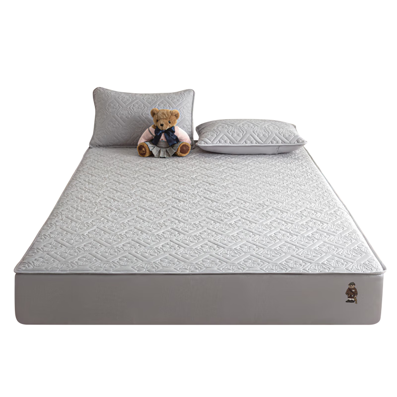 Teenie Weenie Class A Pure Cotton Quilted Fitted Sheet Double Bed Mattress Protector Cover for 2m X 2.2m Bed