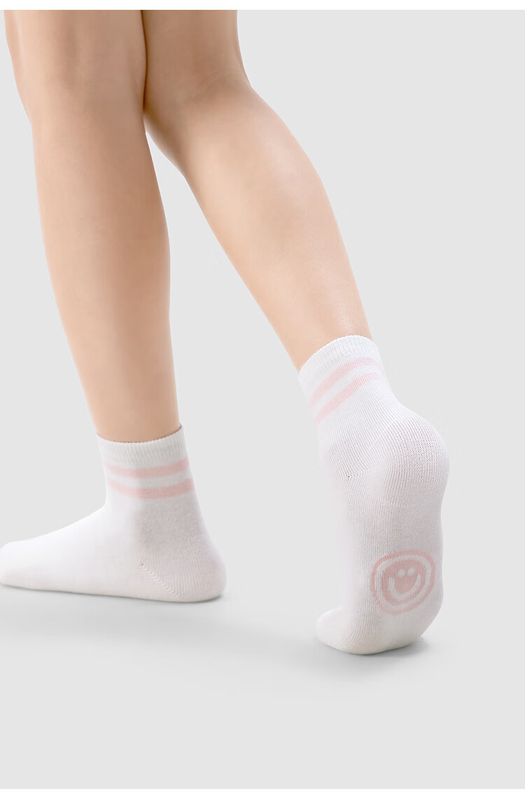 JD Jingzao Children's Socks Girls' Four Seasons Mid-Calf Striped Cotton Socks 9-12 Years Back to School Youth Size 20-22 18
