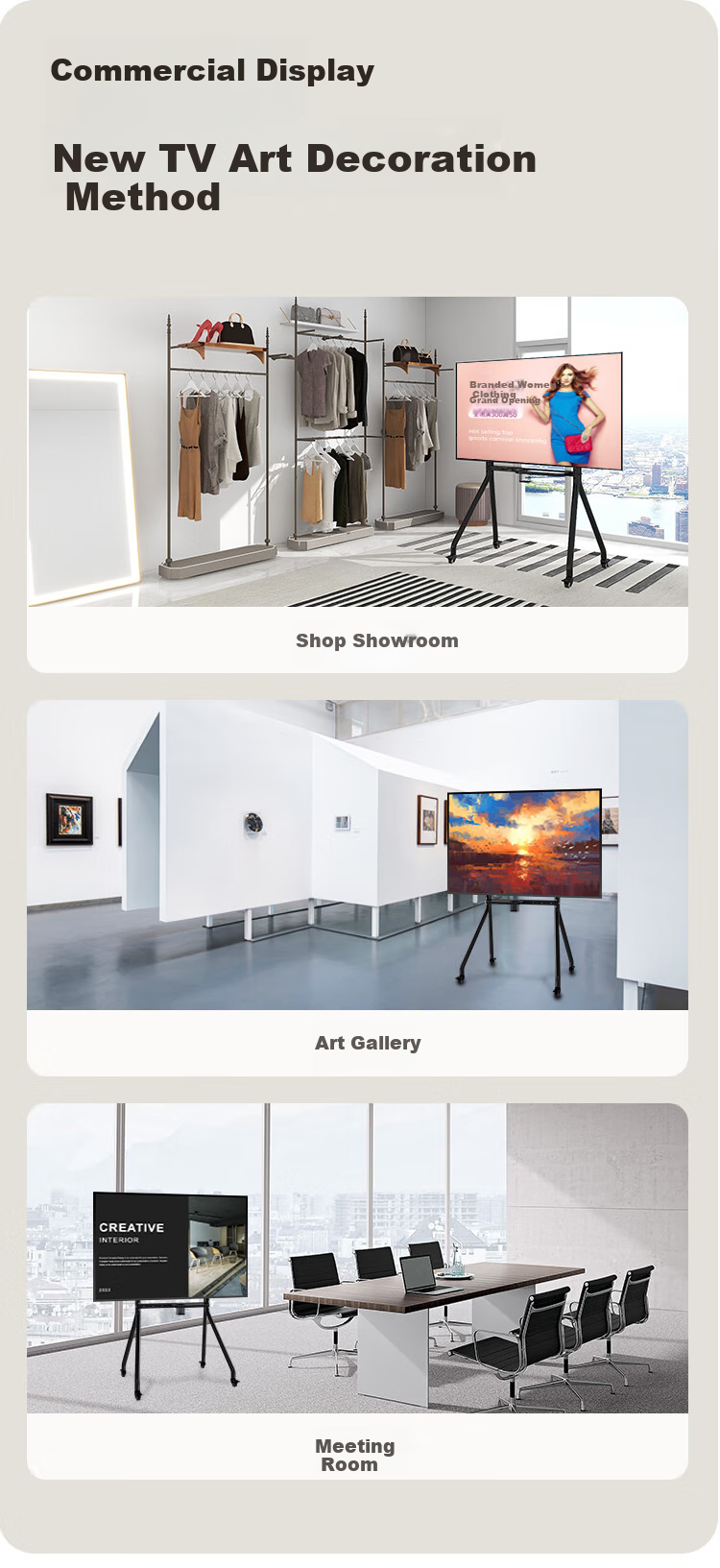 Jinying Mobile TV Stand, 42-86 Inch TV Mount, Video Conference TV Bracket, Advertising Machine Commercial Display Screen Teaching Machine All-In TV Stand Floor-Standing 8