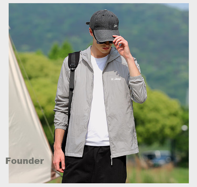 JEEP [Lightweight Sun Protection] Summer Breathable Skin Coat, Outdoor Casual UV Protection Jacket for Men, Misty Blue, Size M 12
