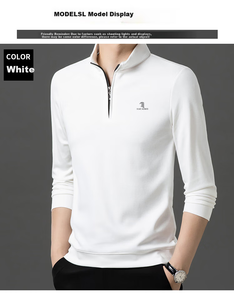 TUCANO Men's Sweatshirt, Spring And Autumn Cotton Half-Zip Stand Collar Comfortable Base Layer Business Top Menswear, Black L 4
